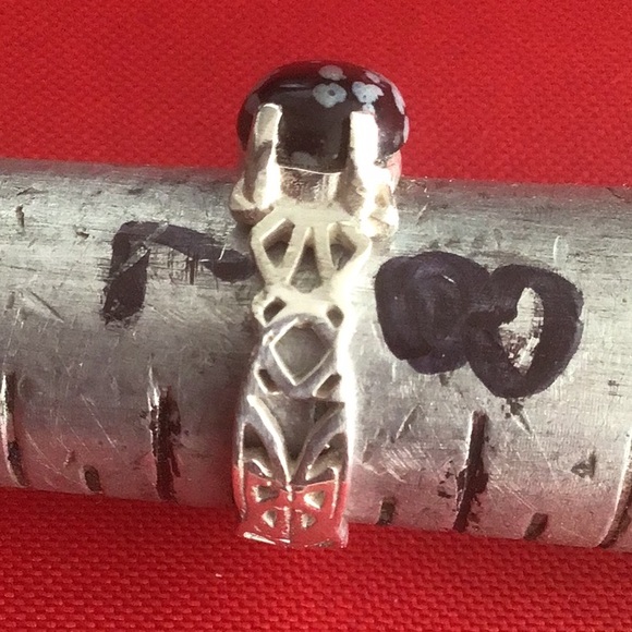 925 Ring with Snowflake Obsidian Cab - Picture 4 of 5